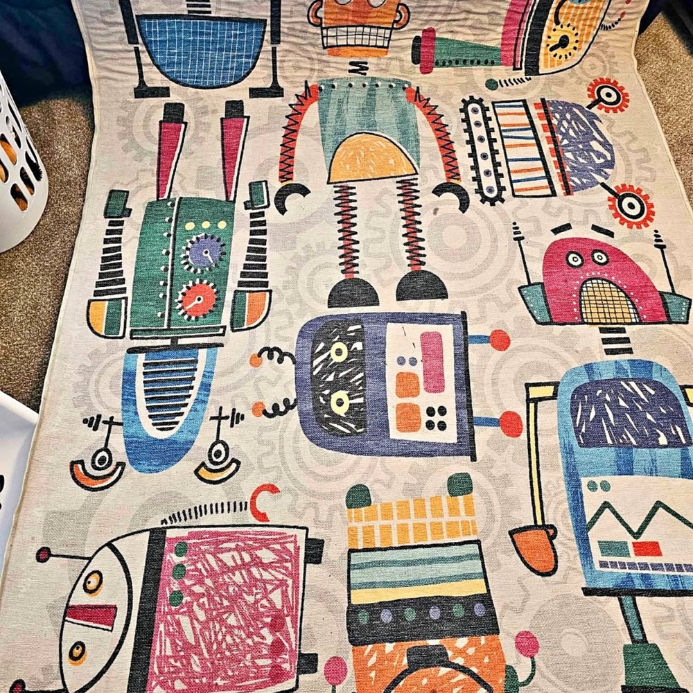 Ruggable brand rug in a Colorful Robot Pattern